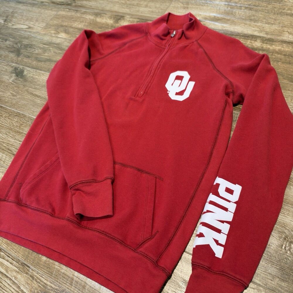 Victoria’s Secret PINK OU Sooners Sweatshirt Medium 5th & Ocean NCAA Quarter Zip